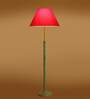 Devansh Red cotton Drum shade with   floor lamp with wood base .-