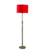 Devansh Red cotton Drum shade with   floor lamp with wood base .-