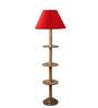 Devansh Red cotton Drum shade with   floor lamp with wood base .-