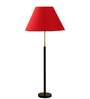 Devansh Red cotton Drum shade with   floor lamp with wood base .-