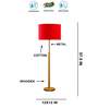 Devansh Red cotton Drum shade with   floor lamp with wood base .-