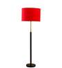 Devansh Red cotton Drum shade with   floor lamp with wood base .-