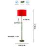 Devansh Red cotton Drum shade with   floor lamp with wood base .-