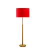 Devansh Red cotton Drum shade with   floor lamp with wood base .-