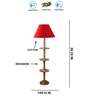 Devansh Red cotton Drum shade with   floor lamp with wood base .-