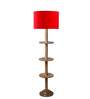 Devansh Red cotton Drum shade with   floor lamp with wood base