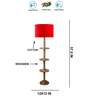 Devansh Red cotton Drum shade with   floor lamp with wood base