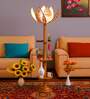 Devansh Rose Bamboo Shade with wood Floor Lamp