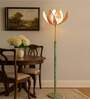 Devansh Rose Bamboo Shade with wood Floor Lamp