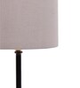 Grey Cotton Shade Lamp  With Black Base