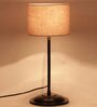 Grey Cotton Shade Lamp  With Black Base