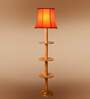 Devansh Soft back Orange  cotton shade with Wood Base