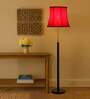 Devansh Soft back Red cotton shade with Wood Base