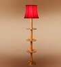 Devansh Soft back Red cotton shade with Wood Base