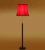 Devansh Soft back Red cotton shade with Wood Base
