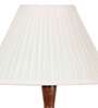 Straight Pleated off white cotton Wooden Floor Lamp