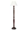Straight Pleated off white cotton Wooden Floor Lamp