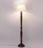 Vintage off white cotton Wooden Floor Lamp