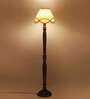 Vintage off white cotton Wooden Floor Lamp