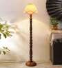Vintage off white cotton Wooden Floor Lamp