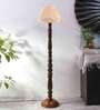 Vintage off white cotton Wooden Floor Lamp