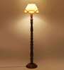Vintage off white cotton Wooden Floor Lamp