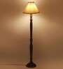 vintage cotton Shade wood Floor Lamp