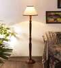 White & Black cotton conical wooden floor lamp