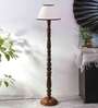 White & Black cotton conical wooden floor lamp