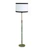 Devansh White cotton Drum shade with   floor lamp with wood base .-