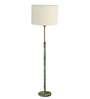 Devansh White cotton Drum shade with   floor lamp with wood base .-