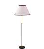 Devansh White cotton Drum shade with   floor lamp with wood base .-
