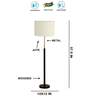 Devansh White cotton Drum shade with   floor lamp with wood base .-
