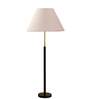Devansh White cotton Drum shade with   floor lamp with wood base .-