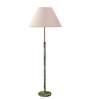 Devansh White cotton Drum shade with   floor lamp with wood base .-