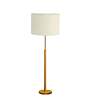 Devansh White cotton Drum shade with   floor lamp with wood base .-