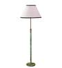 Devansh White cotton Drum shade with   floor lamp with wood base .-