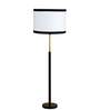 Devansh White cotton Drum shade with   floor lamp with wood base .-