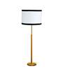 Devansh White cotton Drum shade with   floor lamp with wood base .-