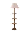 Devansh White cotton Drum shade with   floor lamp with wood base .-