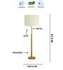 Devansh White cotton Drum shade with   floor lamp with wood base .-