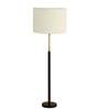 Devansh White cotton Drum shade with   floor lamp with wood base .-