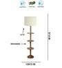 Devansh White cotton Drum shade with   floor lamp with wood base