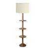 Devansh White cotton Drum shade with   floor lamp with wood base