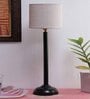 Devansh White Jute  Shade Lamp  With Black Base