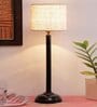 Devansh White Jute  Shade Lamp  With Black Base