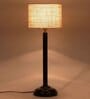 Devansh White Jute  Shade Lamp  With Black Base