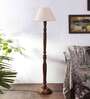 White Jute Conical wooden floor lamp