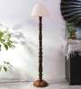 White Jute Conical wooden floor lamp