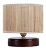 Greno Beige Bamboo Shade Night Lamp With Wood Base